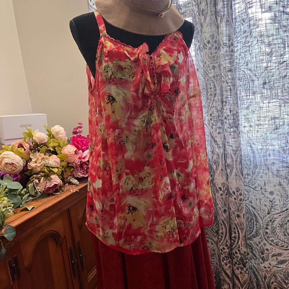 Avenue Red and Yellow Floral Camisole